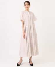 FKEGD47240 MK MICHEL KLEIN(MK ミッシェルクラン) サッカー調ウエスト切り替えワンピース/洗える ブラウン