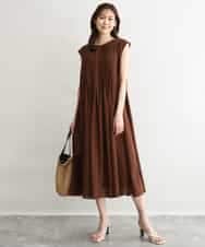 FKEGD52240 MK MICHEL KLEIN(MK ミッシェルクラン) [洗える]幾何柄レースAラインワンピース ブラウン