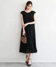 FKEGD52240 MK MICHEL KLEIN(MK ミッシェルクラン) [洗える]幾何柄レースAラインワンピース ブラック