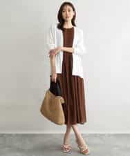 FKEGD52240 MK MICHEL KLEIN(MK ミッシェルクラン) [洗える]幾何柄レースAラインワンピース ブラック