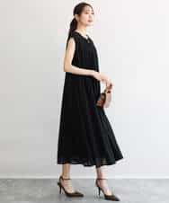 FKEGD52240 MK MICHEL KLEIN(MK ミッシェルクラン) [洗える]幾何柄レースAラインワンピース ブラック