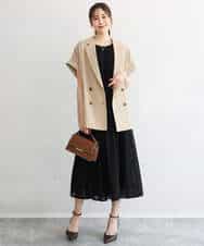 FKEGD52240 MK MICHEL KLEIN(MK ミッシェルクラン) [洗える]幾何柄レースAラインワンピース ブラック