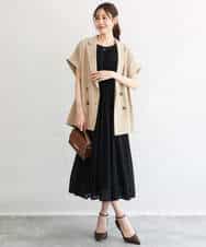 FKEGD52240 MK MICHEL KLEIN(MK ミッシェルクラン) [洗える]幾何柄レースAラインワンピース ブラック