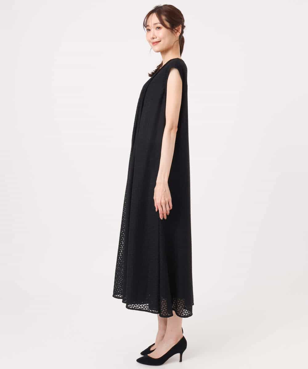 FKEGD52240 MK MICHEL KLEIN(MK ミッシェルクラン) [洗える]幾何柄レースAラインワンピース ブラック