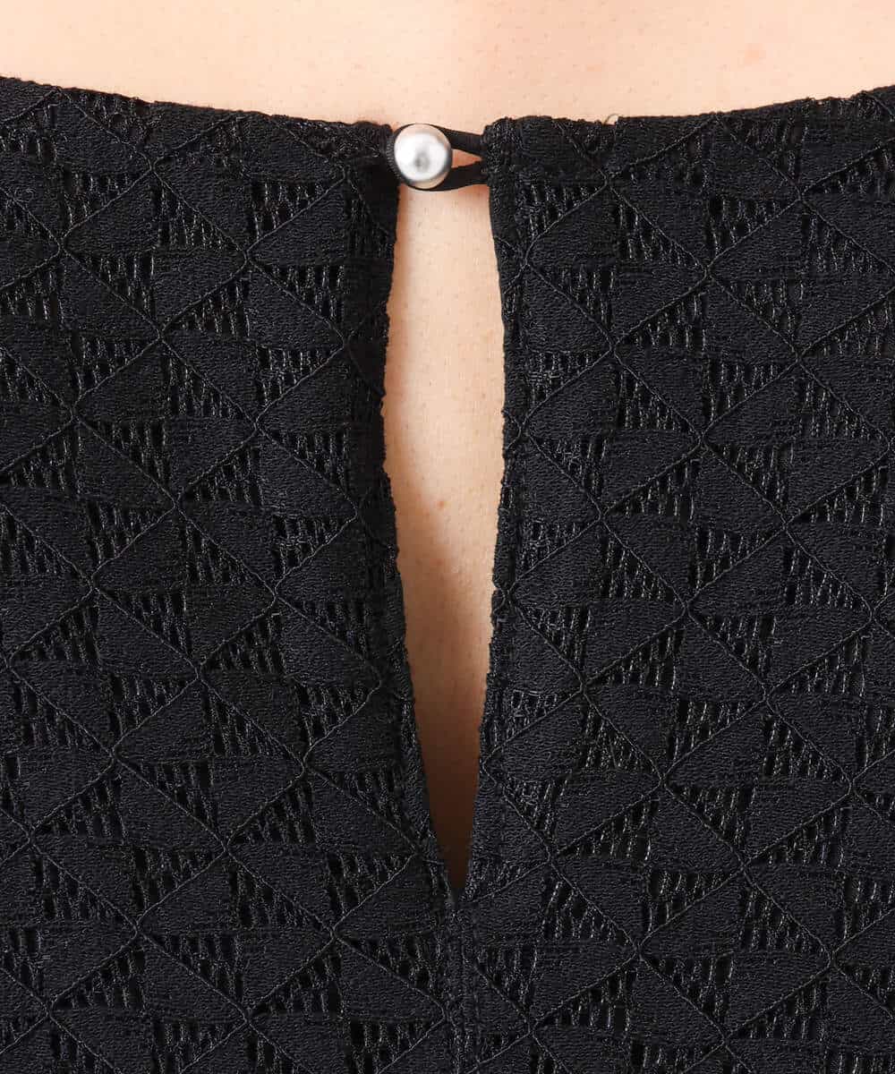 FKEGD52240 MK MICHEL KLEIN(MK ミッシェルクラン) [洗える]幾何柄レースAラインワンピース ブラック