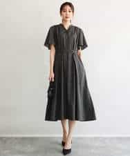 FKEGD58210 MK MICHEL KLEIN(MK ミッシェルクラン) [洗える]フレアースリーブ ベルト付きワンピース ライトイエロー