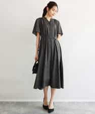 FKEGD58210 MK MICHEL KLEIN(MK ミッシェルクラン) [洗える]フレアースリーブ ベルト付きワンピース ライトイエロー