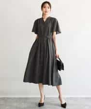 FKEGD58210 MK MICHEL KLEIN(MK ミッシェルクラン) [洗える]フレアースリーブ ベルト付きワンピース ライトイエロー