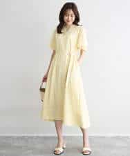 FKEGD58210 MK MICHEL KLEIN(MK ミッシェルクラン) [洗える]フレアースリーブ ベルト付きワンピース ライトイエロー