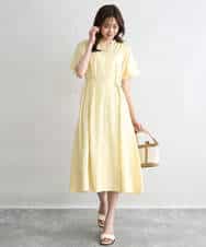 FKEGD58210 MK MICHEL KLEIN(MK ミッシェルクラン) [洗える]フレアースリーブ ベルト付きワンピース ライトイエロー