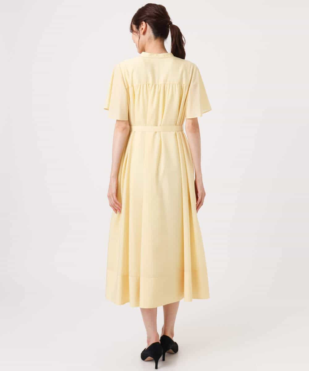 FKEGD58210 MK MICHEL KLEIN(MK ミッシェルクラン) [洗える]フレアースリーブ ベルト付きワンピース ライトイエロー