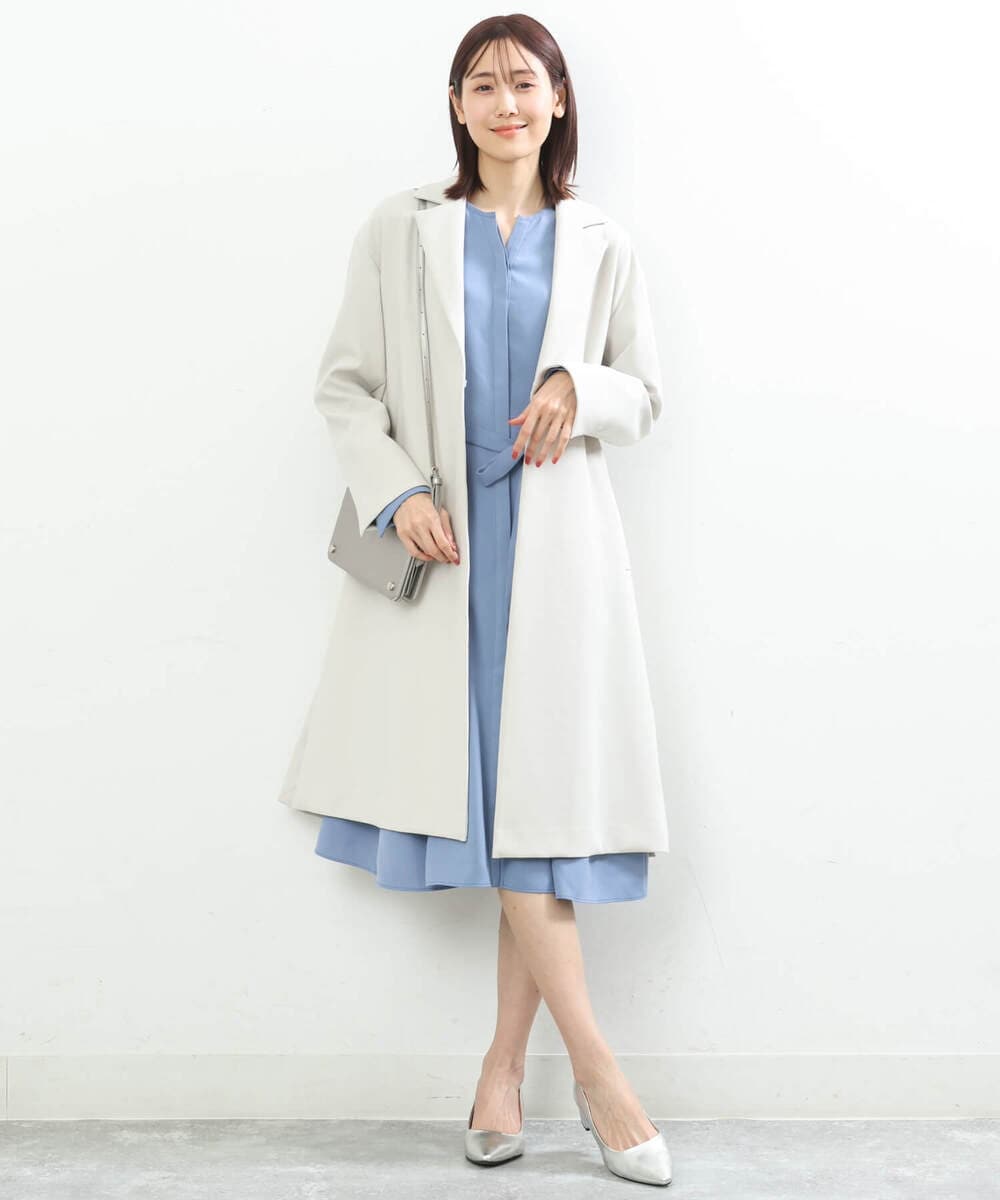 FKEGS34230 MK MICHEL KLEIN(MK ミッシェルクラン) Aラインシルエットシャツワンピース/洗える ネイビー