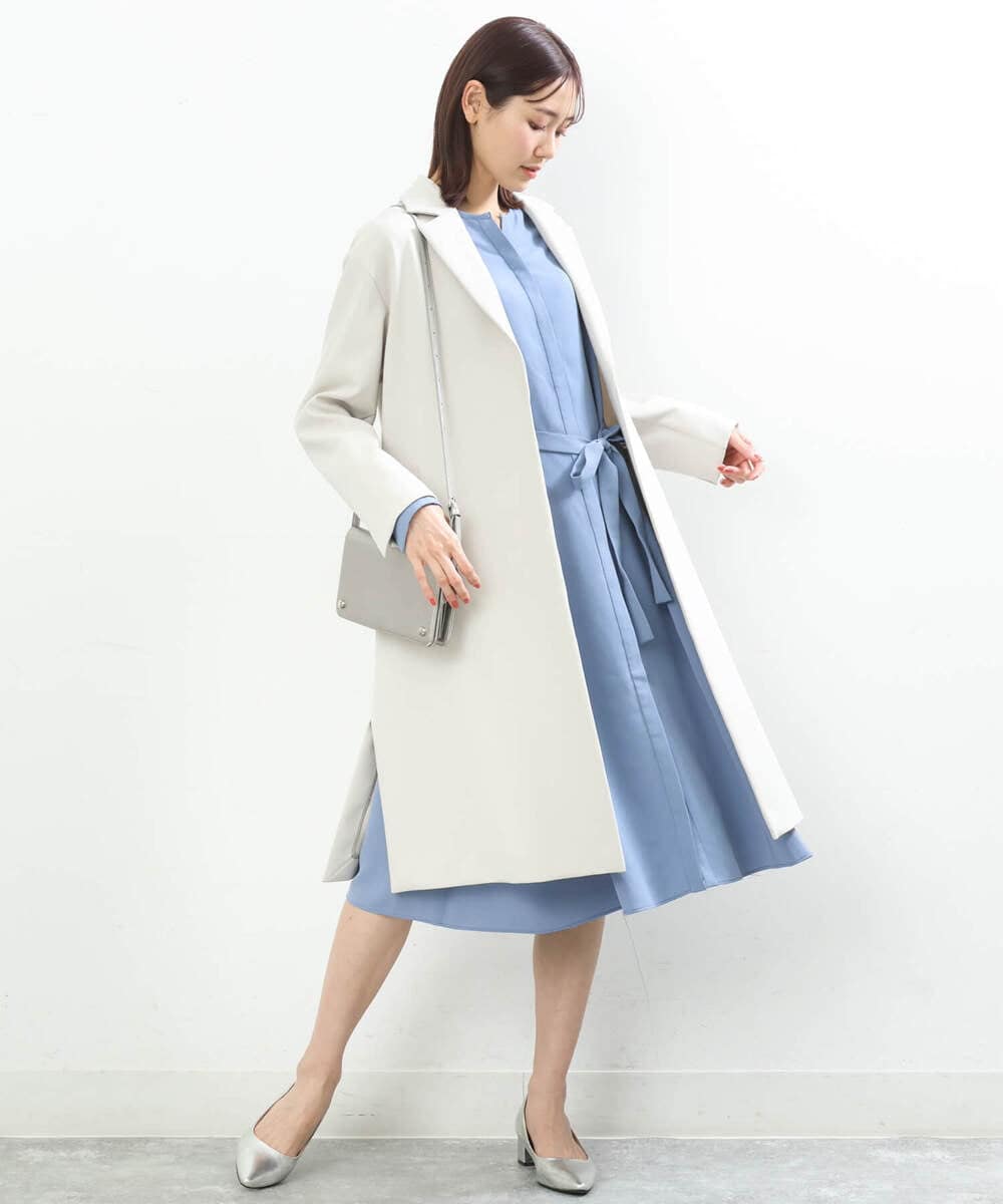 FKEGS34230 MK MICHEL KLEIN(MK ミッシェルクラン) Aラインシルエットシャツワンピース/洗える ネイビー
