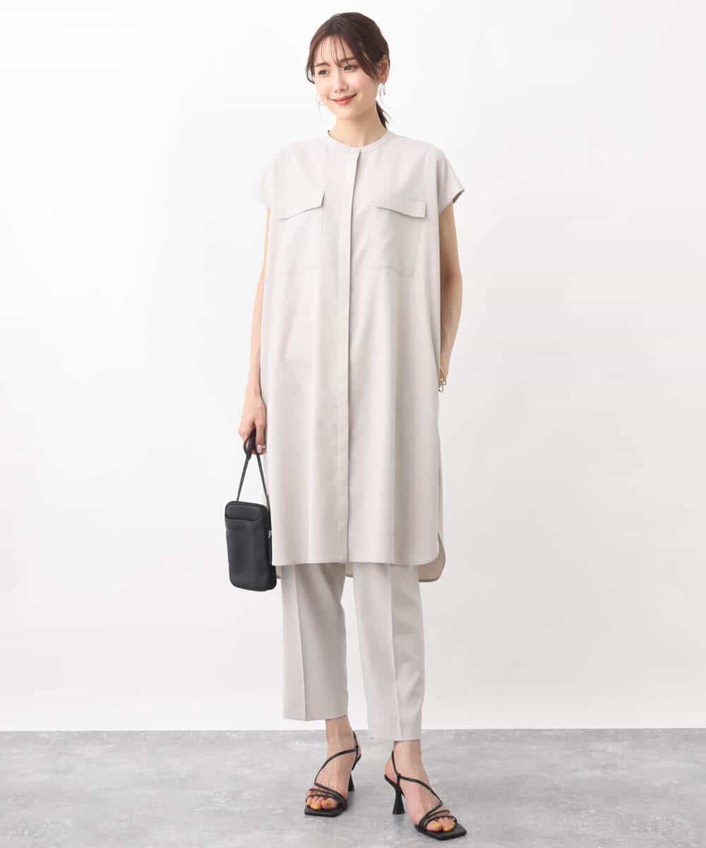 FKEGV50180 MK MICHEL KLEIN(MK ミッシェルクラン) Reflaxチュニックシャツワンピースジレ/セットアップ対応/洗える ダークグレー