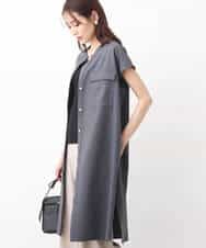 FKEGV50180 MK MICHEL KLEIN(MK ミッシェルクラン) Reflaxチュニックシャツワンピースジレ/セットアップ対応/洗える ダークグレー