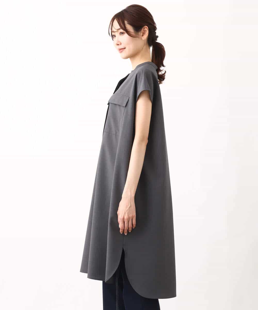 FKEGV50180 MK MICHEL KLEIN(MK ミッシェルクラン) Reflaxチュニックシャツワンピースジレ/セットアップ対応/洗える ダークグレー