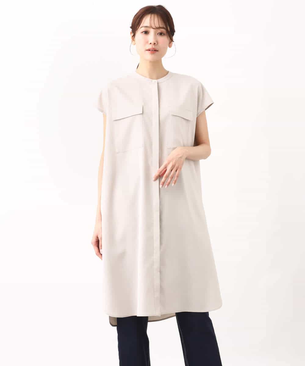 FKEGV50180 MK MICHEL KLEIN(MK ミッシェルクラン) Reflaxチュニックシャツワンピースジレ/セットアップ対応/洗える ダークグレー
