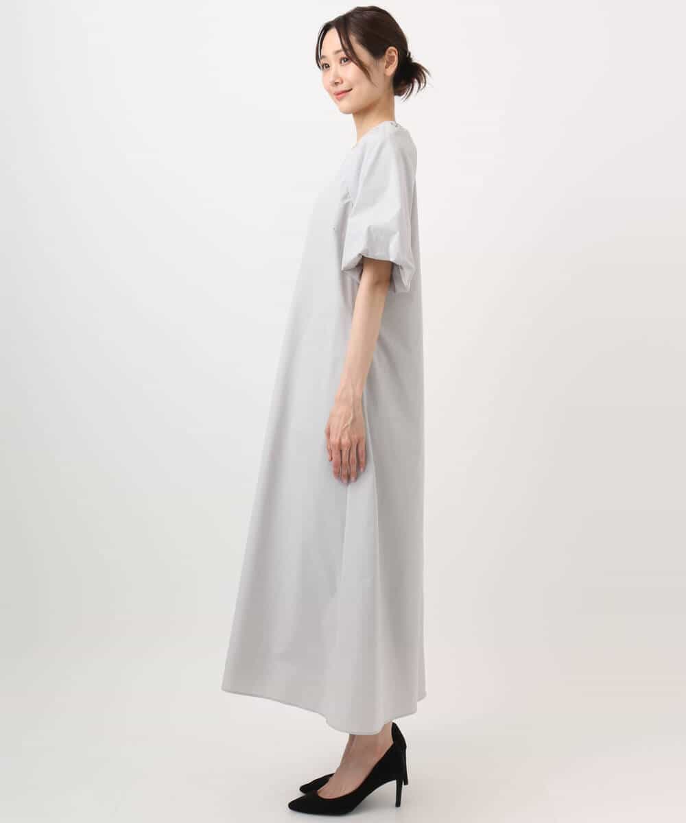 FKEHA61210 MK MICHEL KLEIN(MK ミッシェルクラン) スクエアネックタフタワンピース/撥水/UVカット/接触冷感/洗える ライトグレー