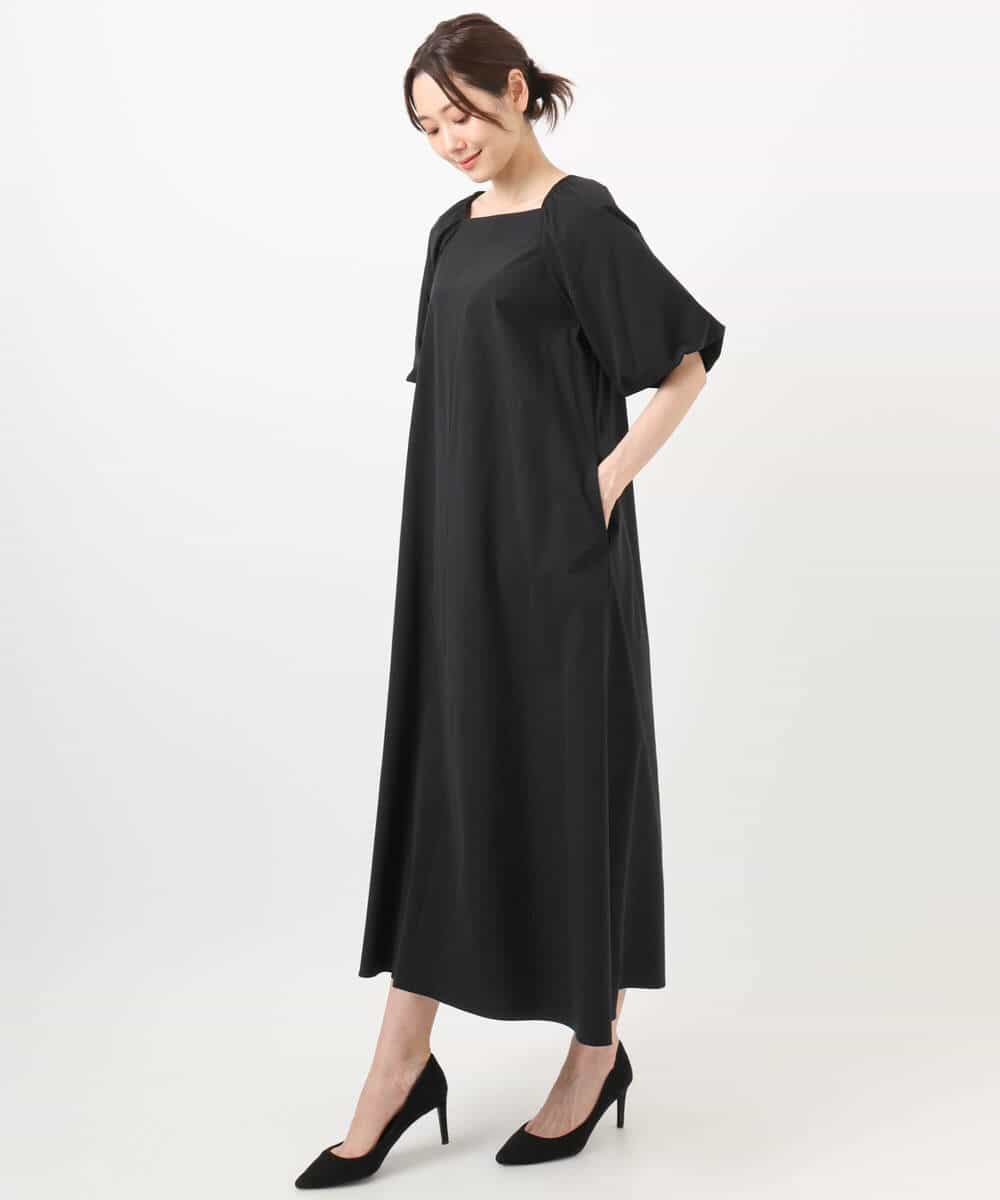 FKEHA61210 MK MICHEL KLEIN(MK ミッシェルクラン) スクエアネックタフタワンピース/撥水/UVカット/接触冷感/洗える ライトグレー