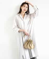 FKEHA64200 MK MICHEL KLEIN(MK ミッシェルクラン) コットンリネンロングシャツワンピース/洗える グレージュ