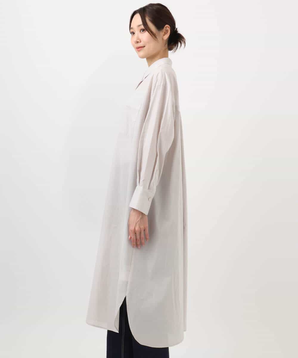FKEHA64200 MK MICHEL KLEIN(MK ミッシェルクラン) コットンリネンロングシャツワンピース/洗える グレージュ