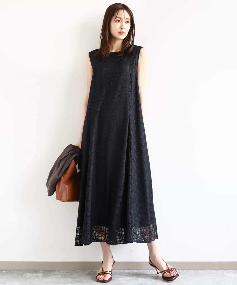 FKEHA65240 MK MICHEL KLEIN(MK ミッシェルクラン) 幾何レースフレアーワンピース/洗える アイボリー