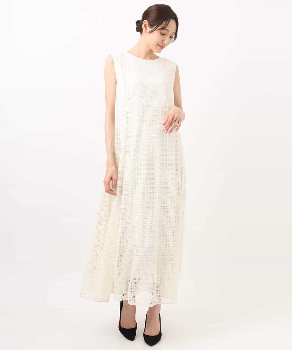 FKEHA65240 MK MICHEL KLEIN(MK ミッシェルクラン) 幾何レースフレアーワンピース/洗える アイボリー
