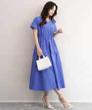 FKEHD64220 MK MICHEL KLEIN(MK ミッシェルクラン) [撥水/UVカット/洗える]ドローコードデザインVネックワンピース ブルー