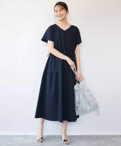 FKEHD64220 MK MICHEL KLEIN [撥水/UVカット/洗える]ドローコードデザインVネックワンピース