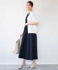 FKEHD64220 MK MICHEL KLEIN(MK ミッシェルクラン) [撥水/UVカット/洗える]ドローコードデザインVネックワンピース ネイビー