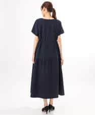 FKEHD64220 MK MICHEL KLEIN(MK ミッシェルクラン) [撥水/UVカット/洗える]ドローコードデザインVネックワンピース ネイビー