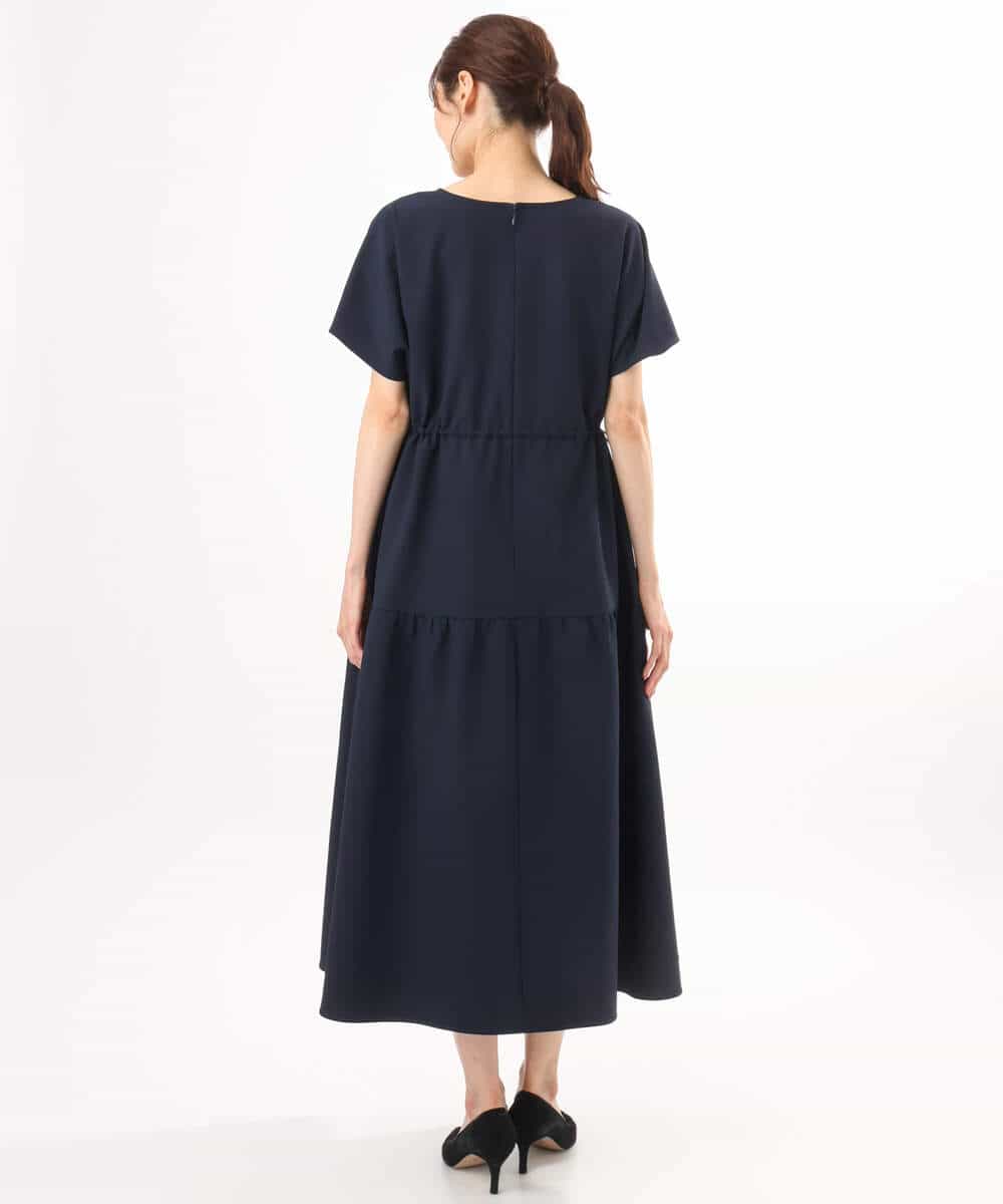 FKEHD64220 MK MICHEL KLEIN(MK ミッシェルクラン) [撥水/UVカット/洗える]ドローコードデザインVネックワンピース ネイビー