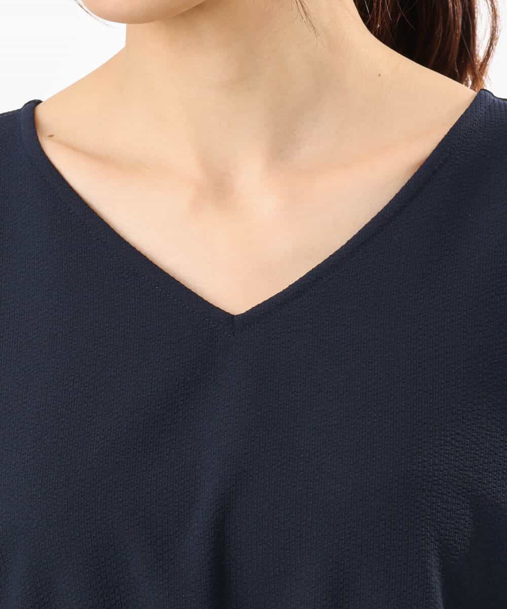 FKEHD64220 MK MICHEL KLEIN(MK ミッシェルクラン) [撥水/UVカット/洗える]ドローコードデザインVネックワンピース ネイビー