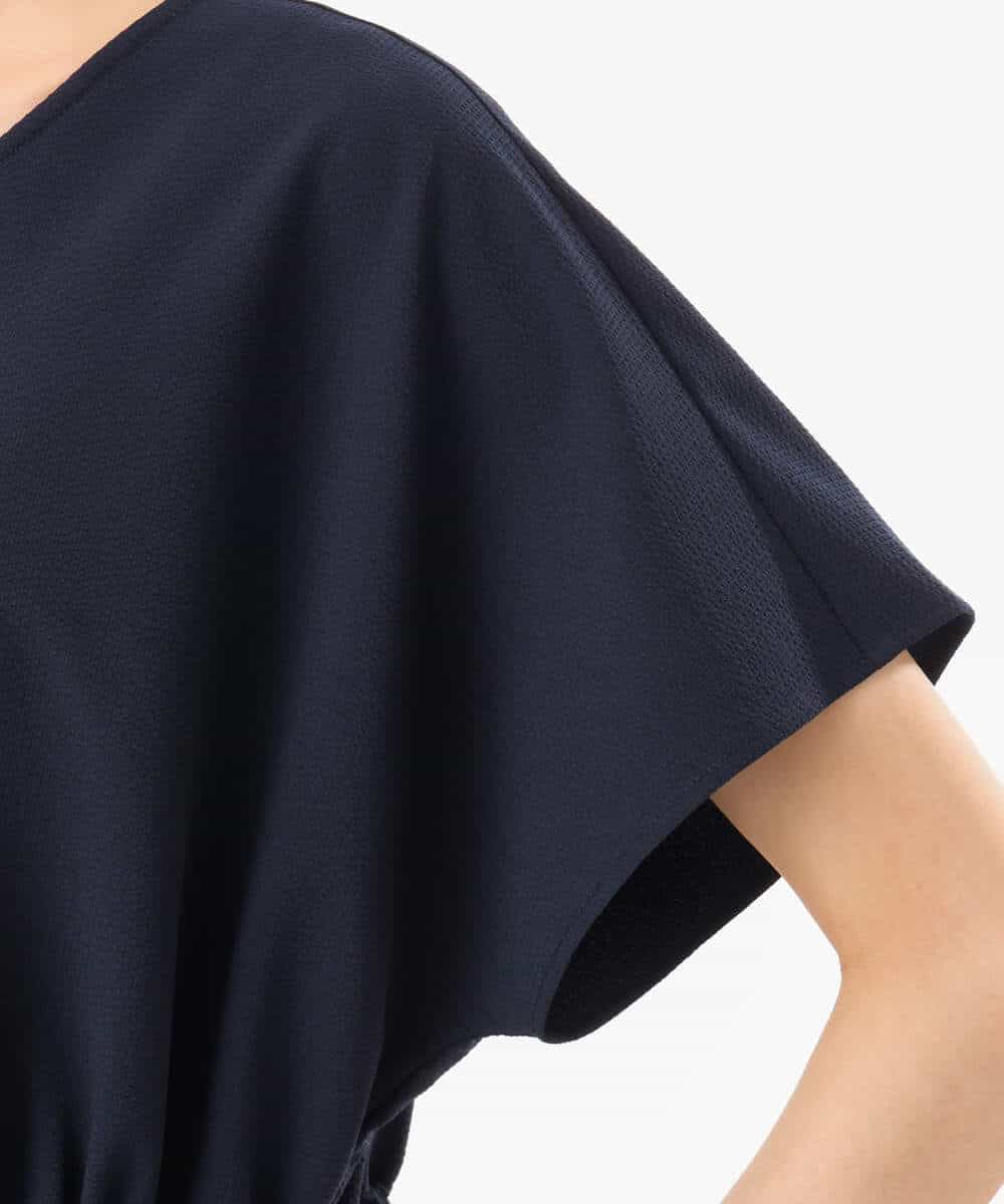 FKEHD64220 MK MICHEL KLEIN(MK ミッシェルクラン) [撥水/UVカット/洗える]ドローコードデザインVネックワンピース ネイビー