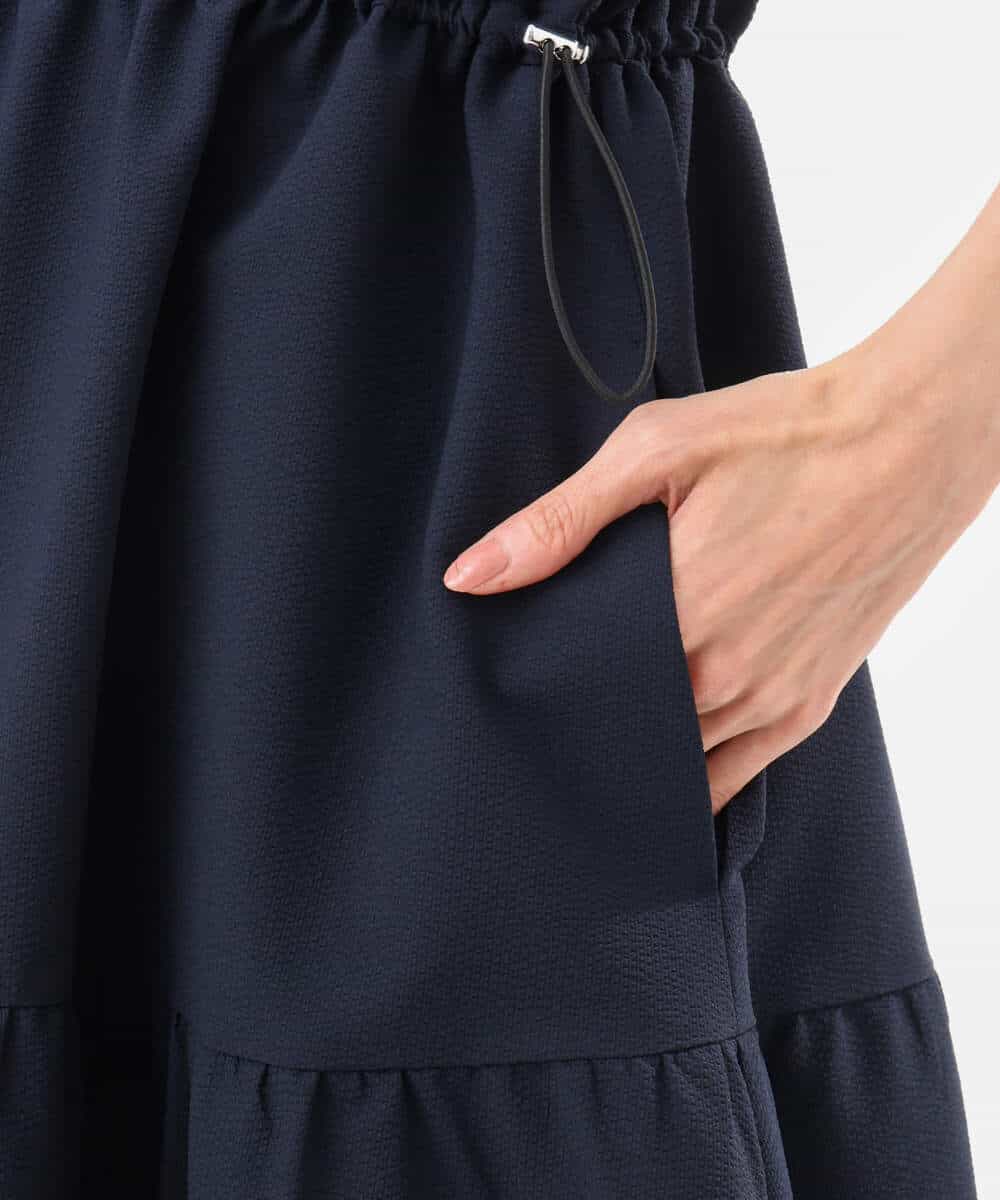 FKEHD64220 MK MICHEL KLEIN(MK ミッシェルクラン) [撥水/UVカット/洗える]ドローコードデザインVネックワンピース ネイビー