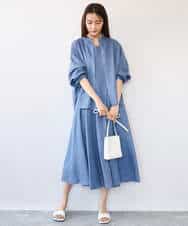 FKEHD65230 MK MICHEL KLEIN(MK ミッシェルクラン) [接触冷感/洗える]ラミーリネン混Aラインワンピース ラベンダー