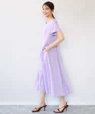 FKEHD65230 MK MICHEL KLEIN(MK ミッシェルクラン) [接触冷感/洗える]ラミーリネン混Aラインワンピース ラベンダー