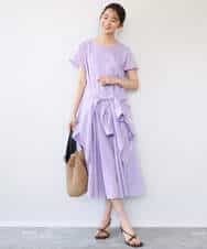 FKEHD65230 MK MICHEL KLEIN(MK ミッシェルクラン) [接触冷感/洗える]ラミーリネン混Aラインワンピース ラベンダー