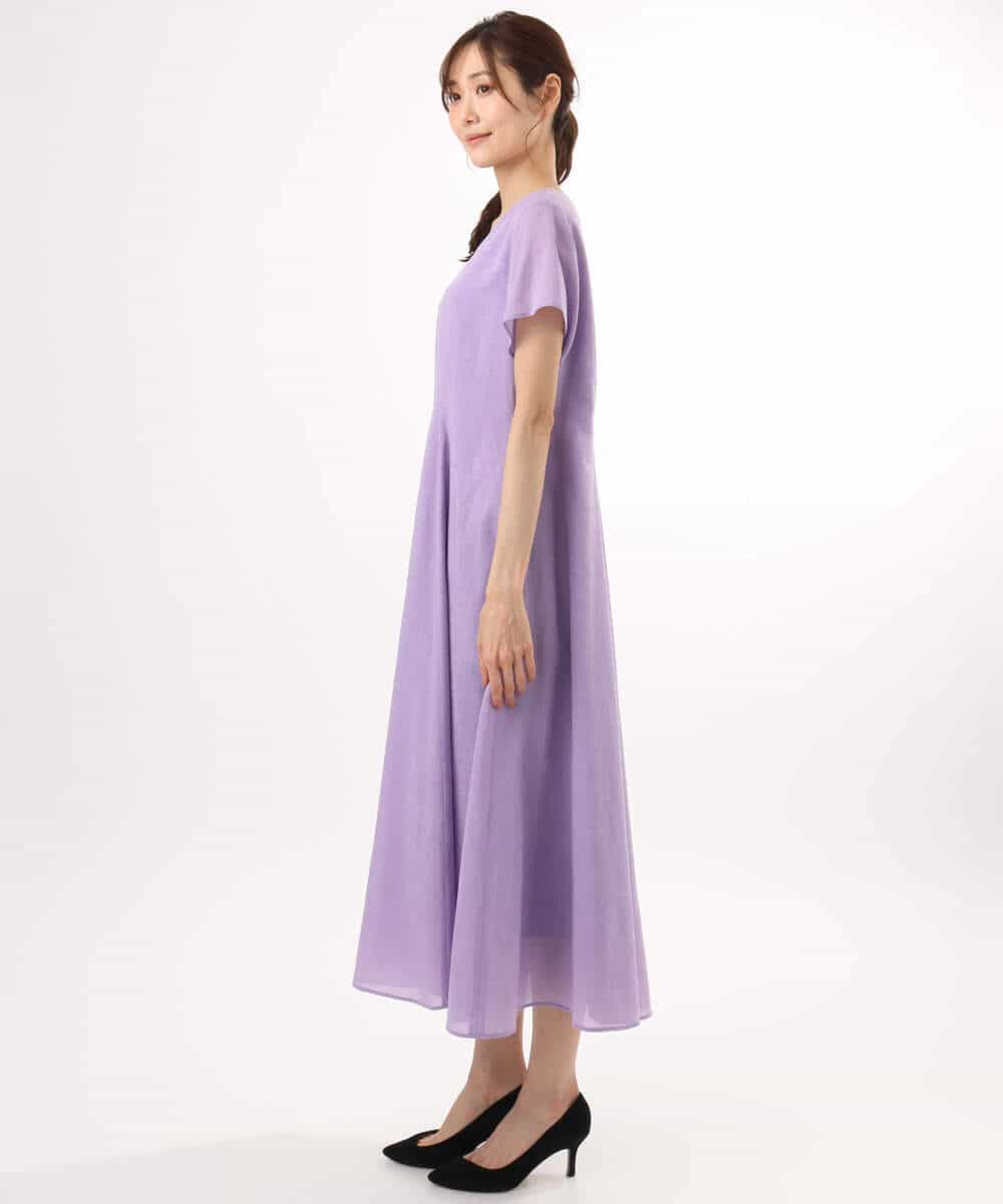 FKEHD65230 MK MICHEL KLEIN(MK ミッシェルクラン) [接触冷感/洗える]ラミーリネン混Aラインワンピース ラベンダー
