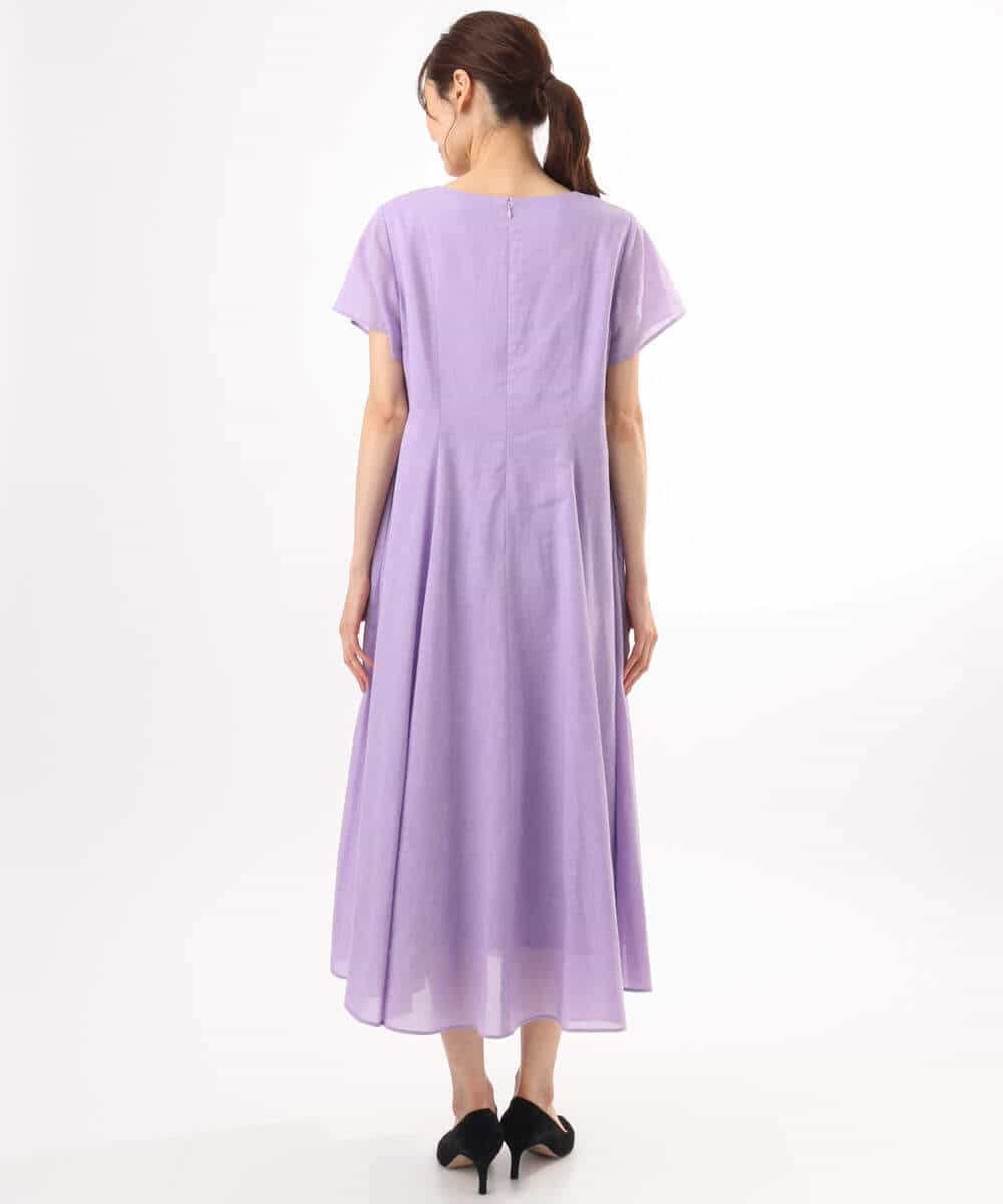 FKEHD65230 MK MICHEL KLEIN(MK ミッシェルクラン) [接触冷感/洗える]ラミーリネン混Aラインワンピース ラベンダー