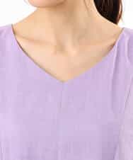 FKEHD65230 MK MICHEL KLEIN(MK ミッシェルクラン) [接触冷感/洗える]ラミーリネン混Aラインワンピース ラベンダー