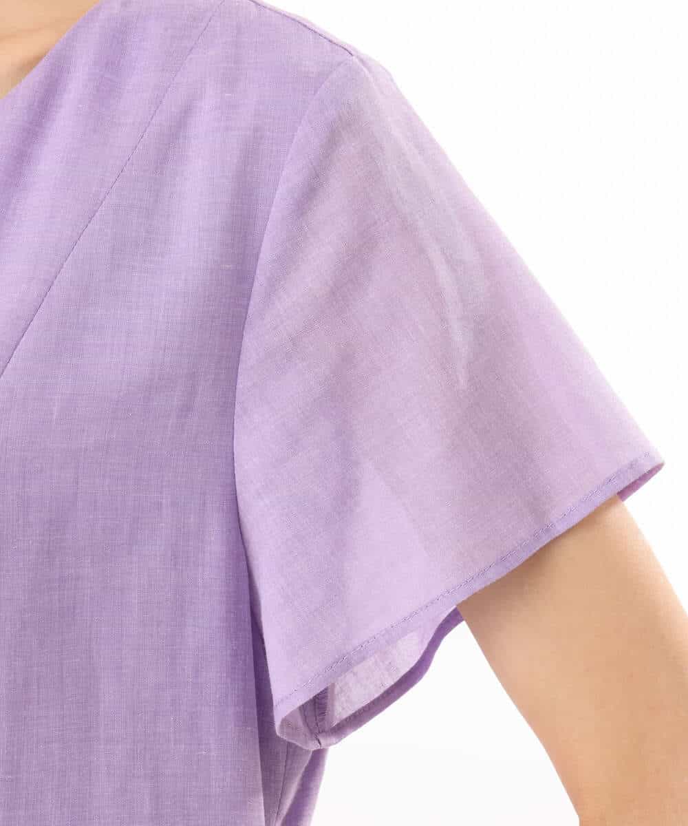 FKEHD65230 MK MICHEL KLEIN(MK ミッシェルクラン) [接触冷感/洗える]ラミーリネン混Aラインワンピース ラベンダー