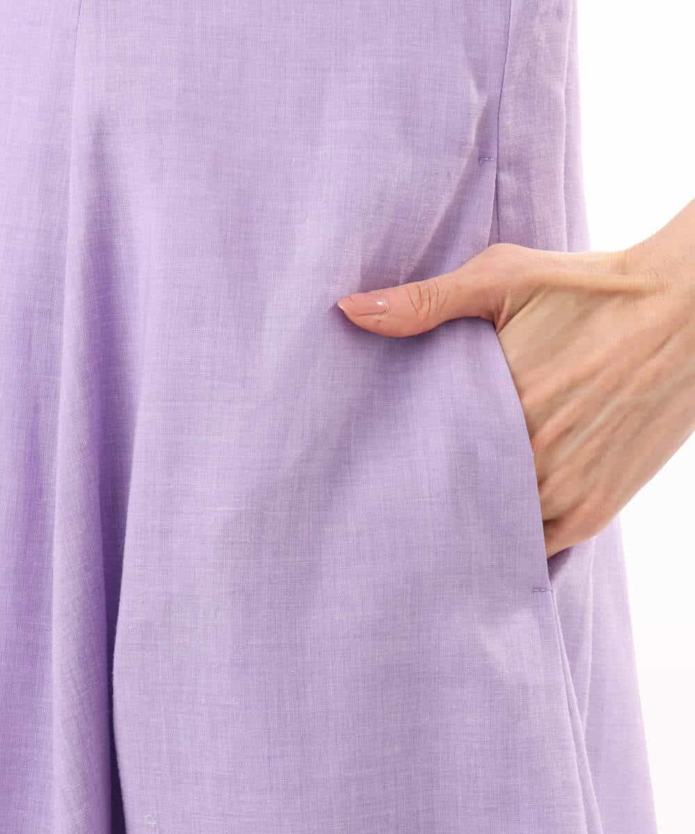 FKEHD65230 MK MICHEL KLEIN(MK ミッシェルクラン) [接触冷感/洗える]ラミーリネン混Aラインワンピース ラベンダー