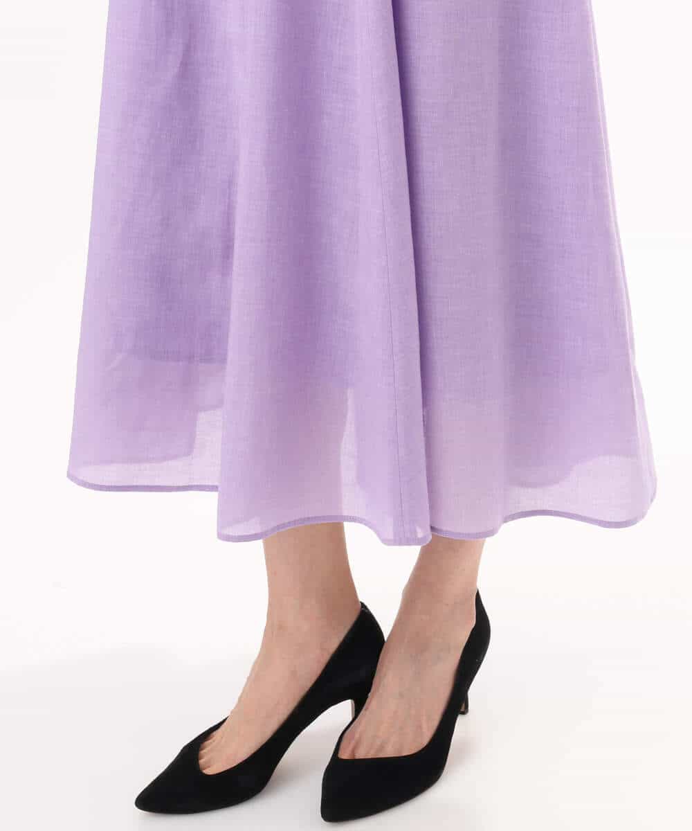 FKEHD65230 MK MICHEL KLEIN(MK ミッシェルクラン) [接触冷感/洗える]ラミーリネン混Aラインワンピース ラベンダー