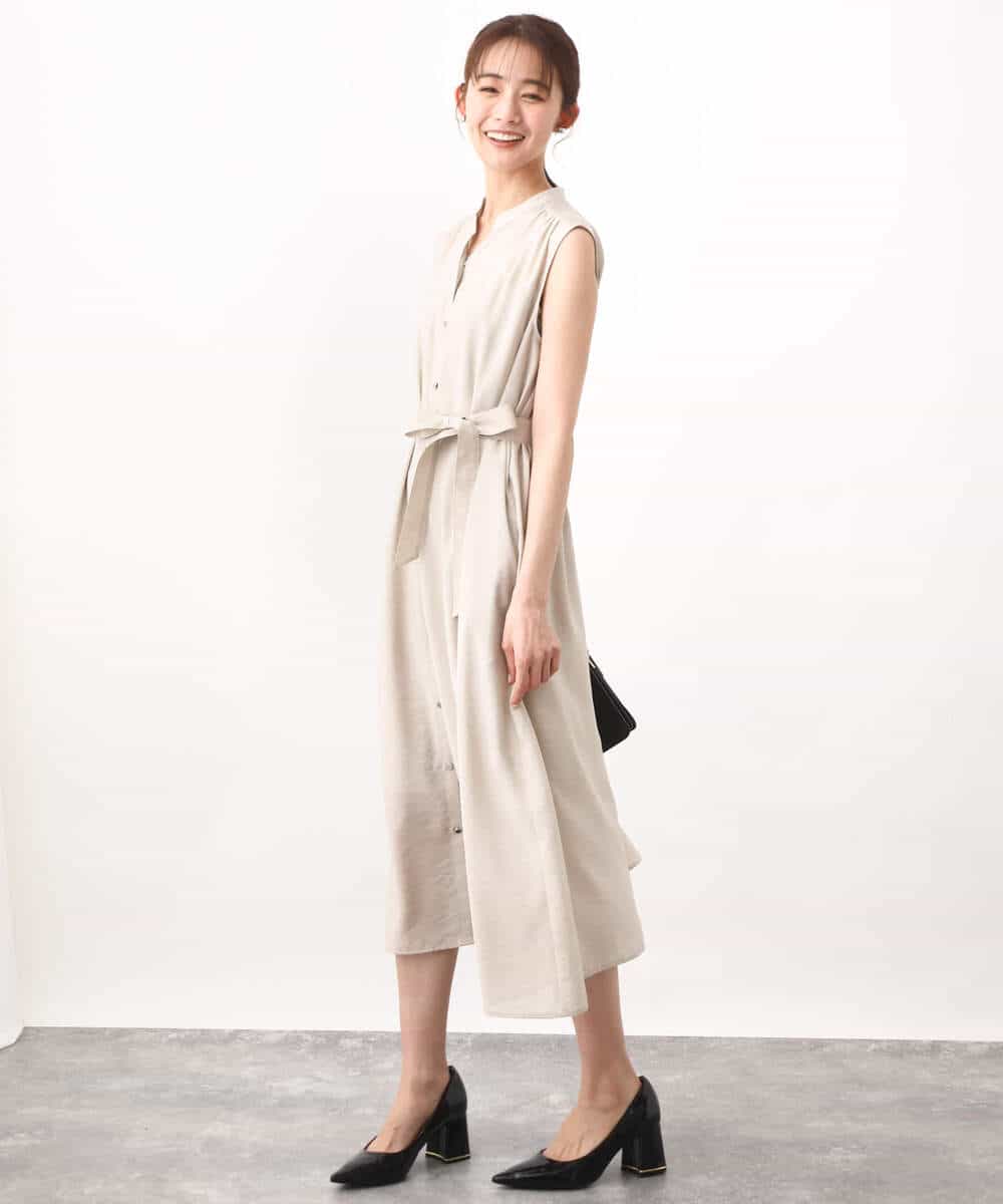FKEHV68210 MK MICHEL KLEIN(MK ミッシェルクラン) スキッパーカラー2wayワンピース/洗える キャメル