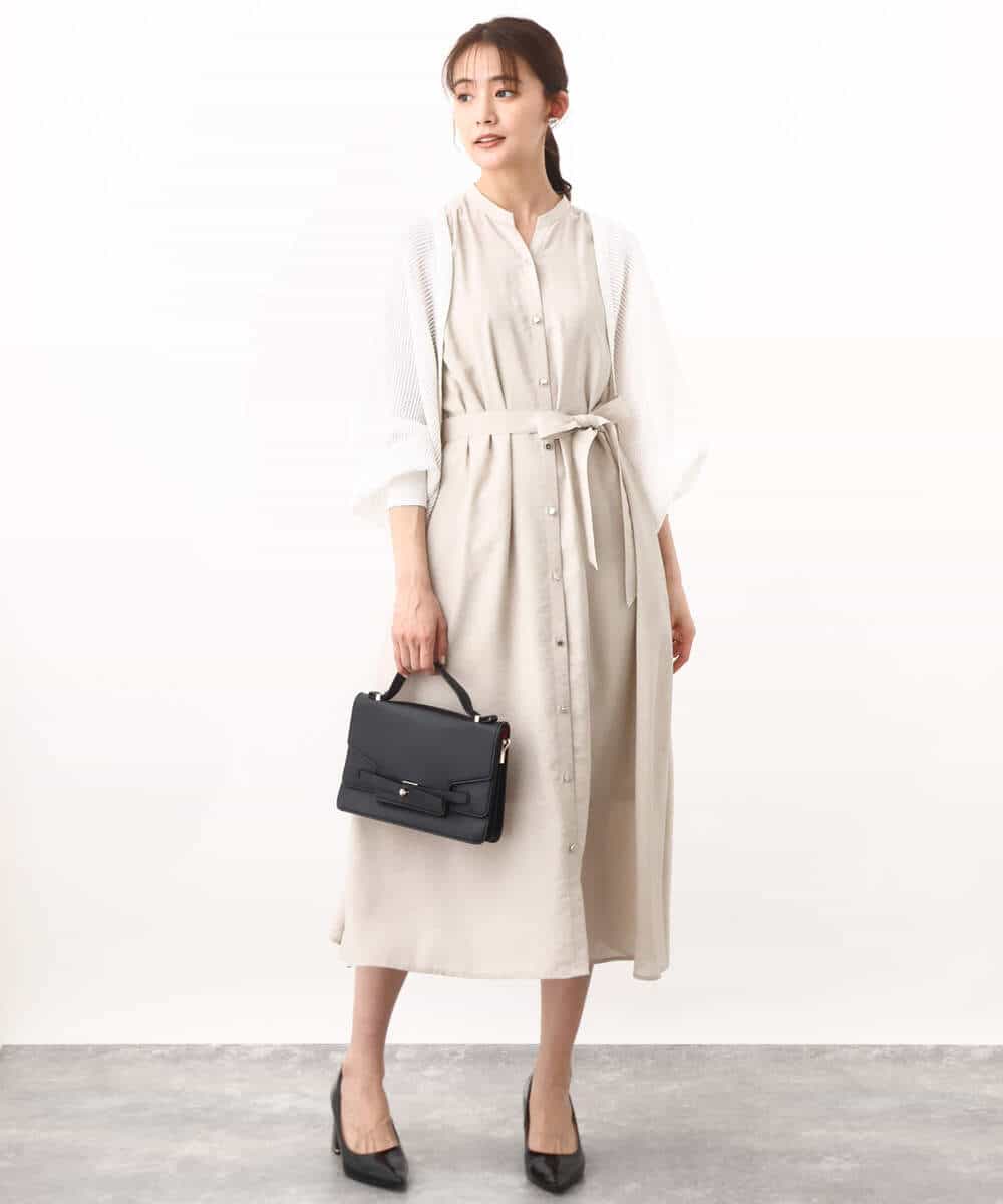 FKEHV68210 MK MICHEL KLEIN(MK ミッシェルクラン) スキッパーカラー2wayワンピース/洗える キャメル
