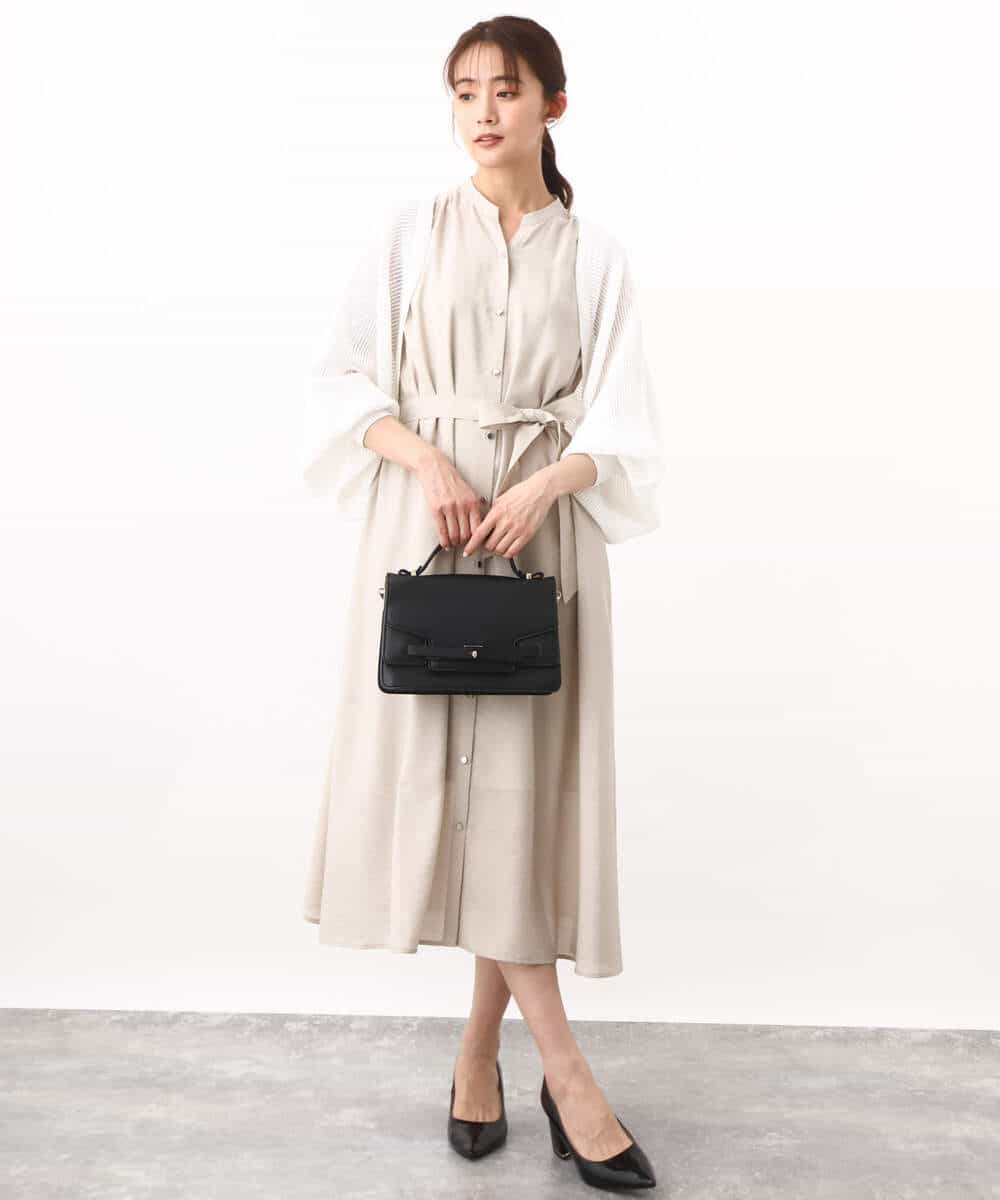 FKEHV68210 MK MICHEL KLEIN(MK ミッシェルクラン) スキッパーカラー2wayワンピース/洗える キャメル