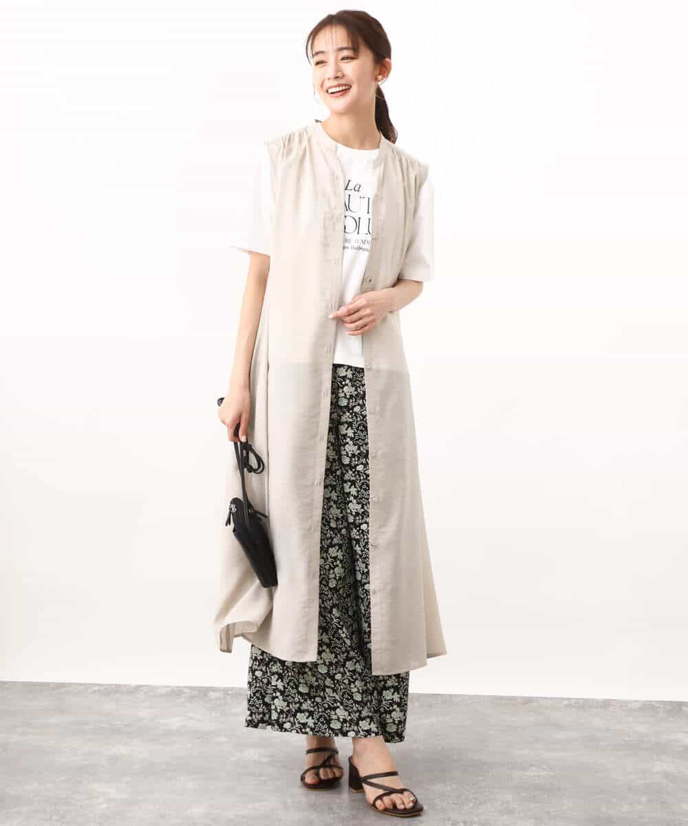 FKEHV68210 MK MICHEL KLEIN(MK ミッシェルクラン) スキッパーカラー2wayワンピース/洗える キャメル