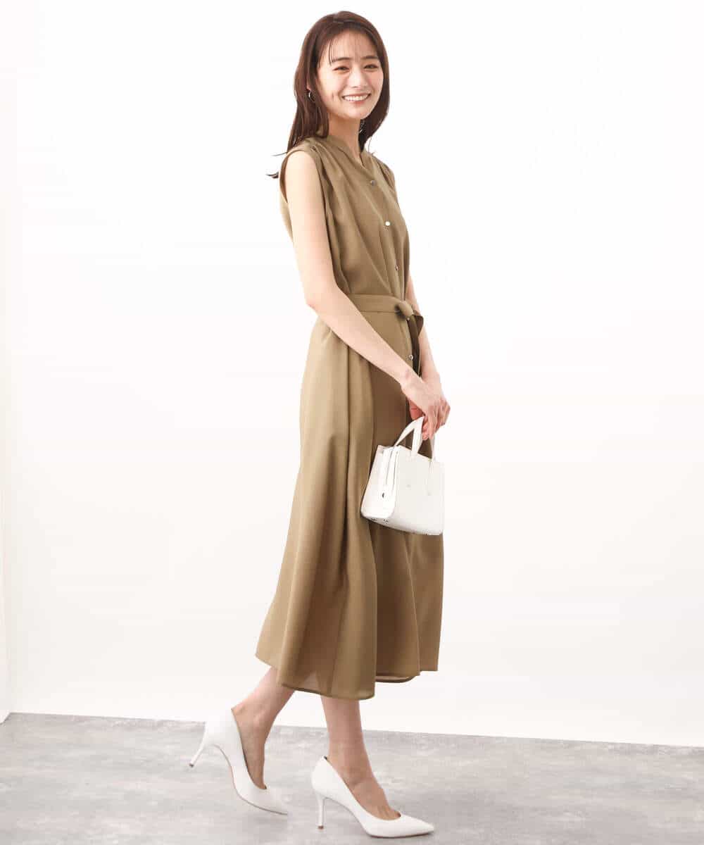 FKEHV68210 MK MICHEL KLEIN(MK ミッシェルクラン) スキッパーカラー2wayワンピース/洗える キャメル
