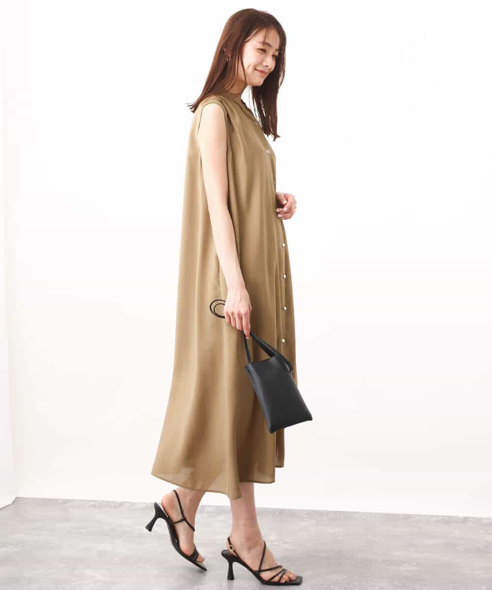 FKEHV68210 MK MICHEL KLEIN(MK ミッシェルクラン) スキッパーカラー2wayワンピース/洗える キャメル